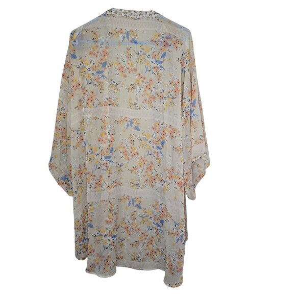 Band Of Gypsies Floral Kimono Cardigan M/L Flowing Open Front Lightweight - Picture 2 of 4